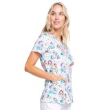 *VENTE FINALE CK651 Cherokee Prints V-Neck Knit Panel Top in Jungle Babes