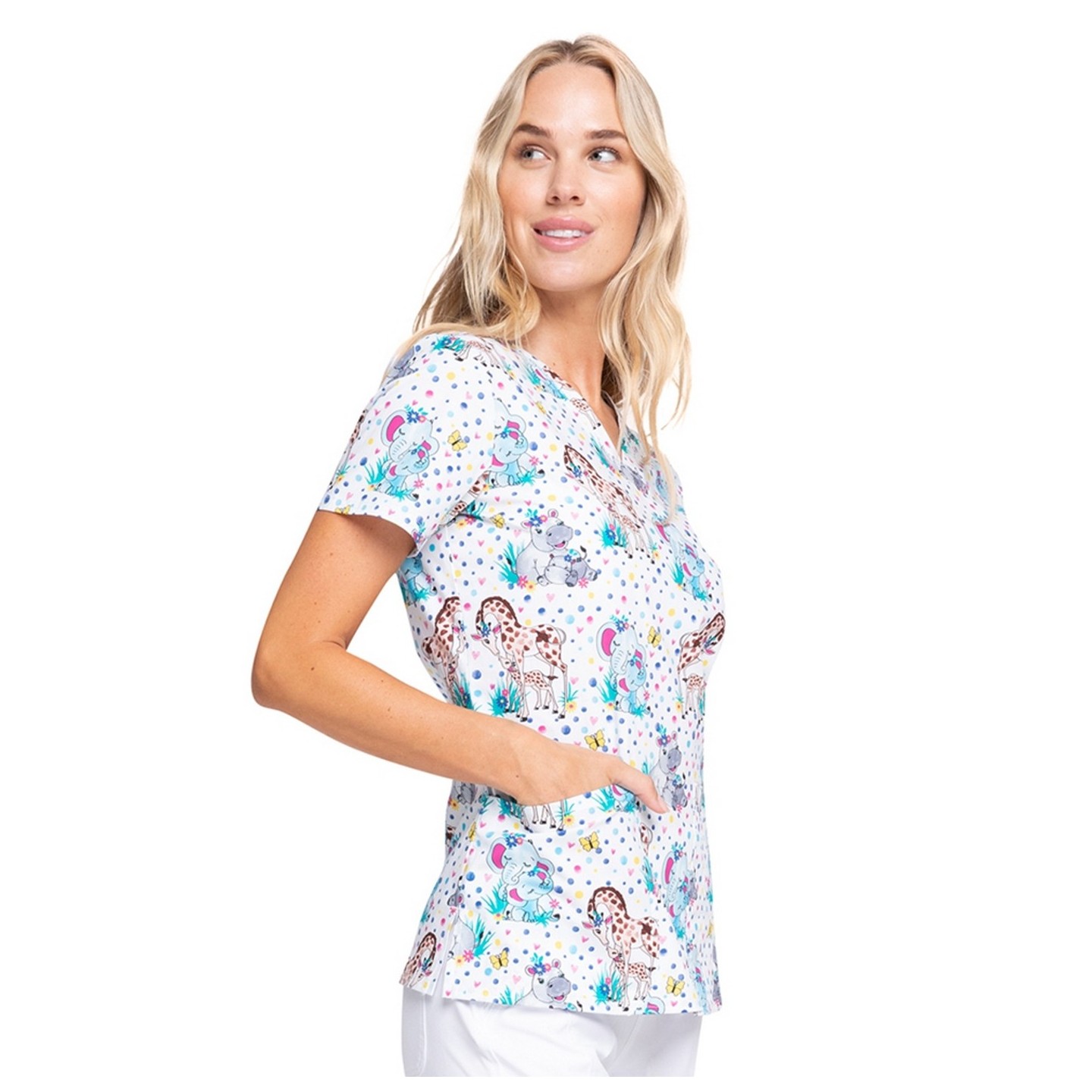 *FINAL SALE CK651 Cherokee Prints V-Neck Knit Panel Top in Jungle Babes