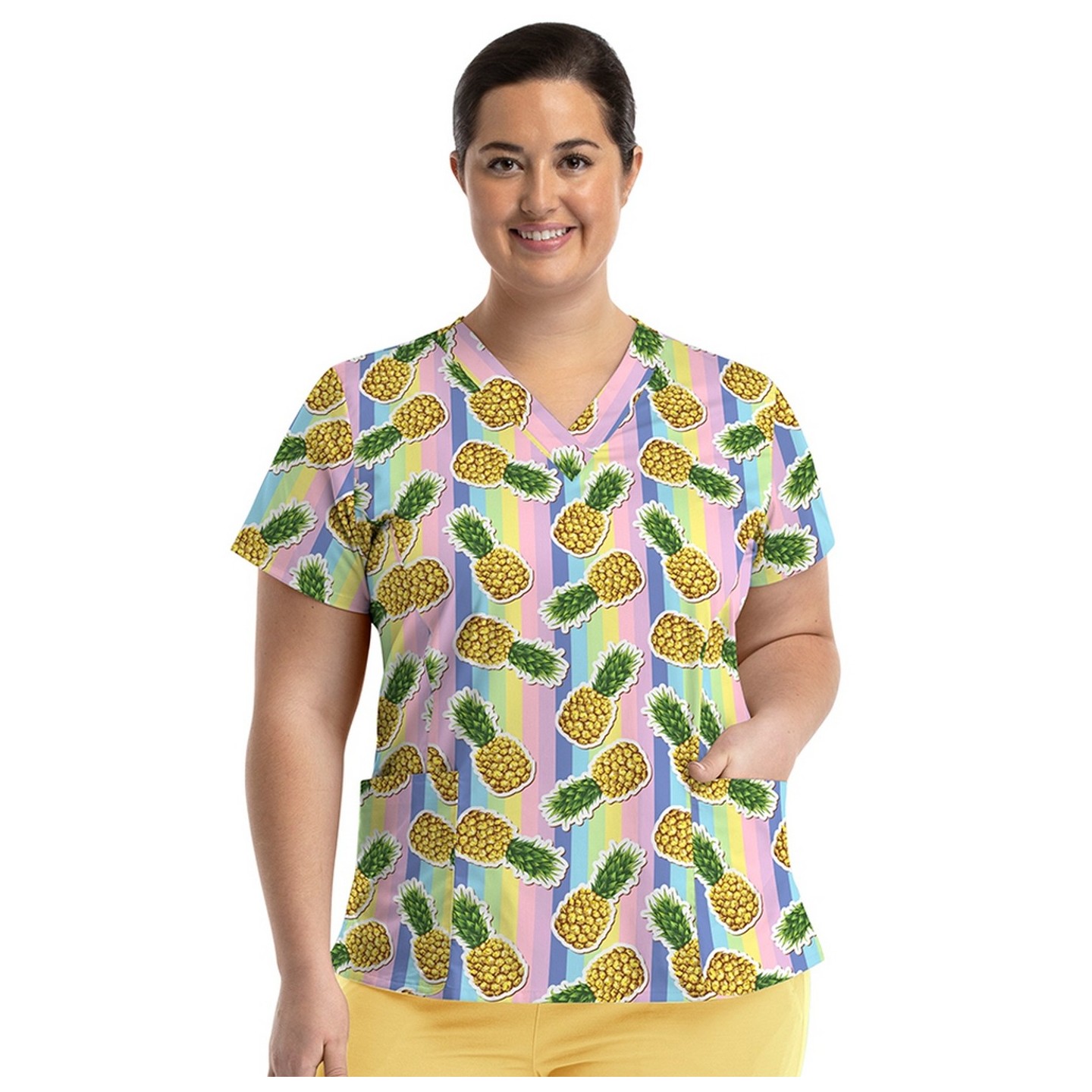 9810 Maevn Haut à Col en V Imprimé pour Femmes - Mad About Pineapples