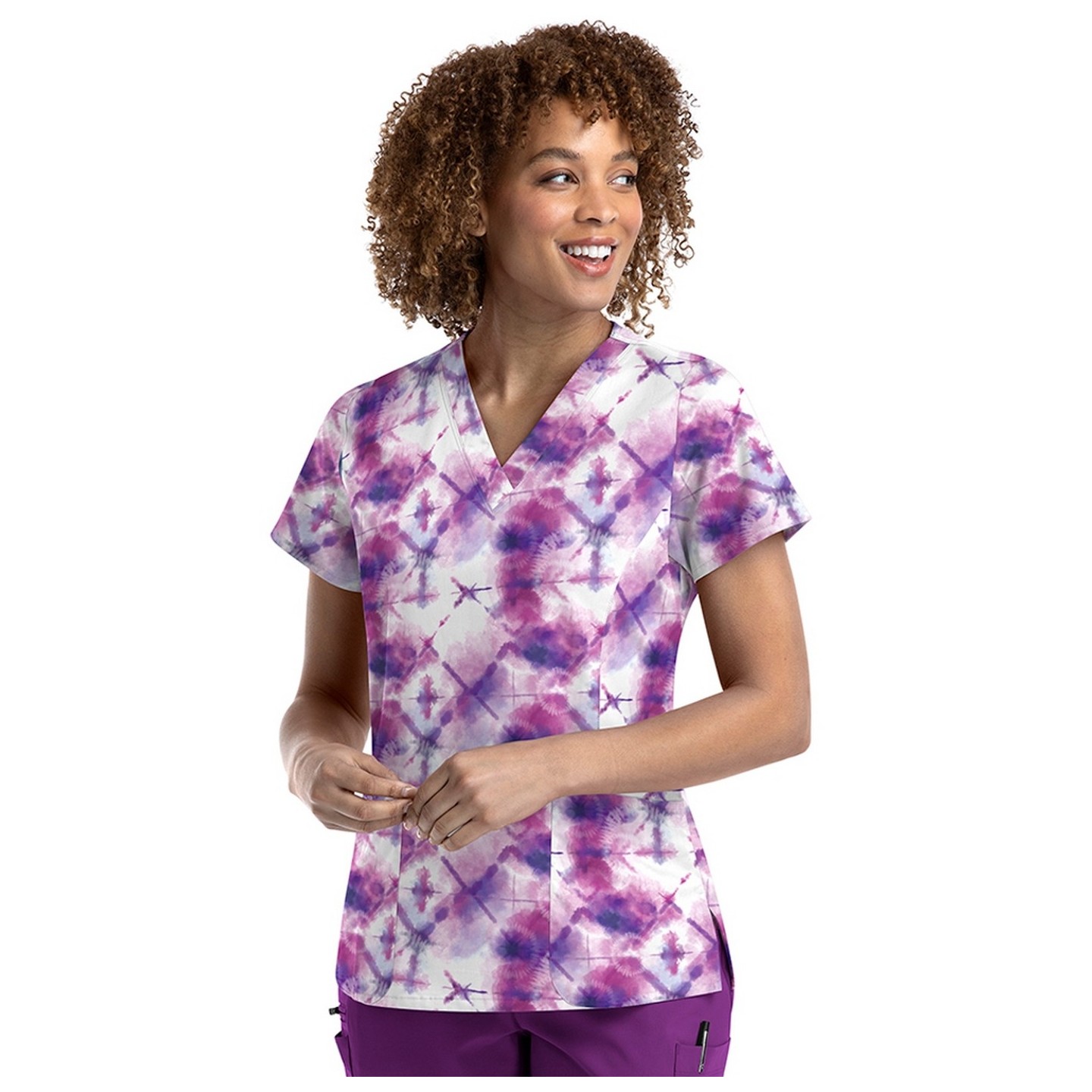 9810 Maevn Women's Printed V-Neck Top - Mystic