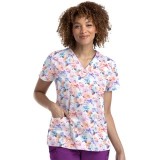 9810 Maevn Women's Printed V-Neck Top - Tender Rose