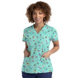 9810 Maevn Women's Printed V-Neck Top - Surf's Up