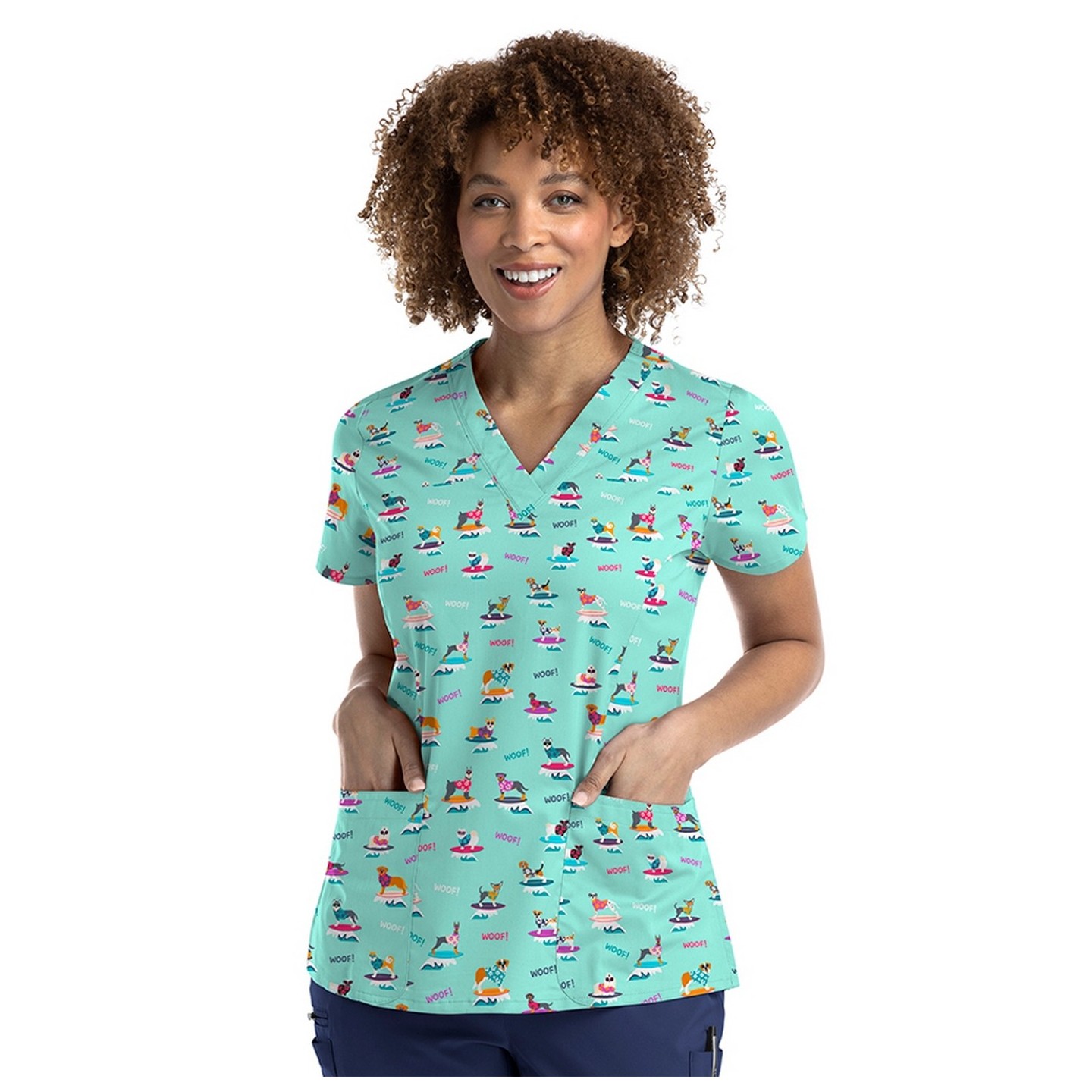 9810 Maevn Women's Printed V-Neck Top - Surf's Up