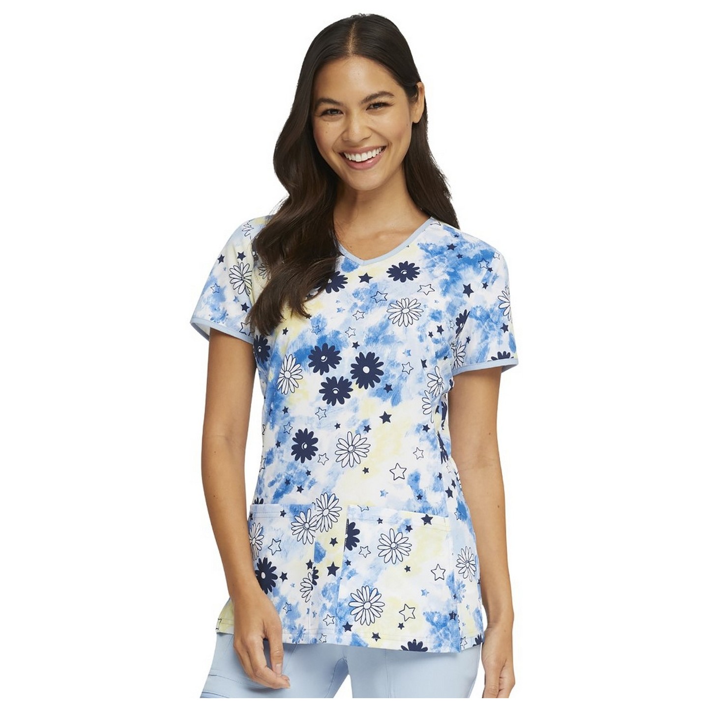 *FINAL SALE HS878 V-Neck Print Top in Daisy Spirit - HeartSoul Prints