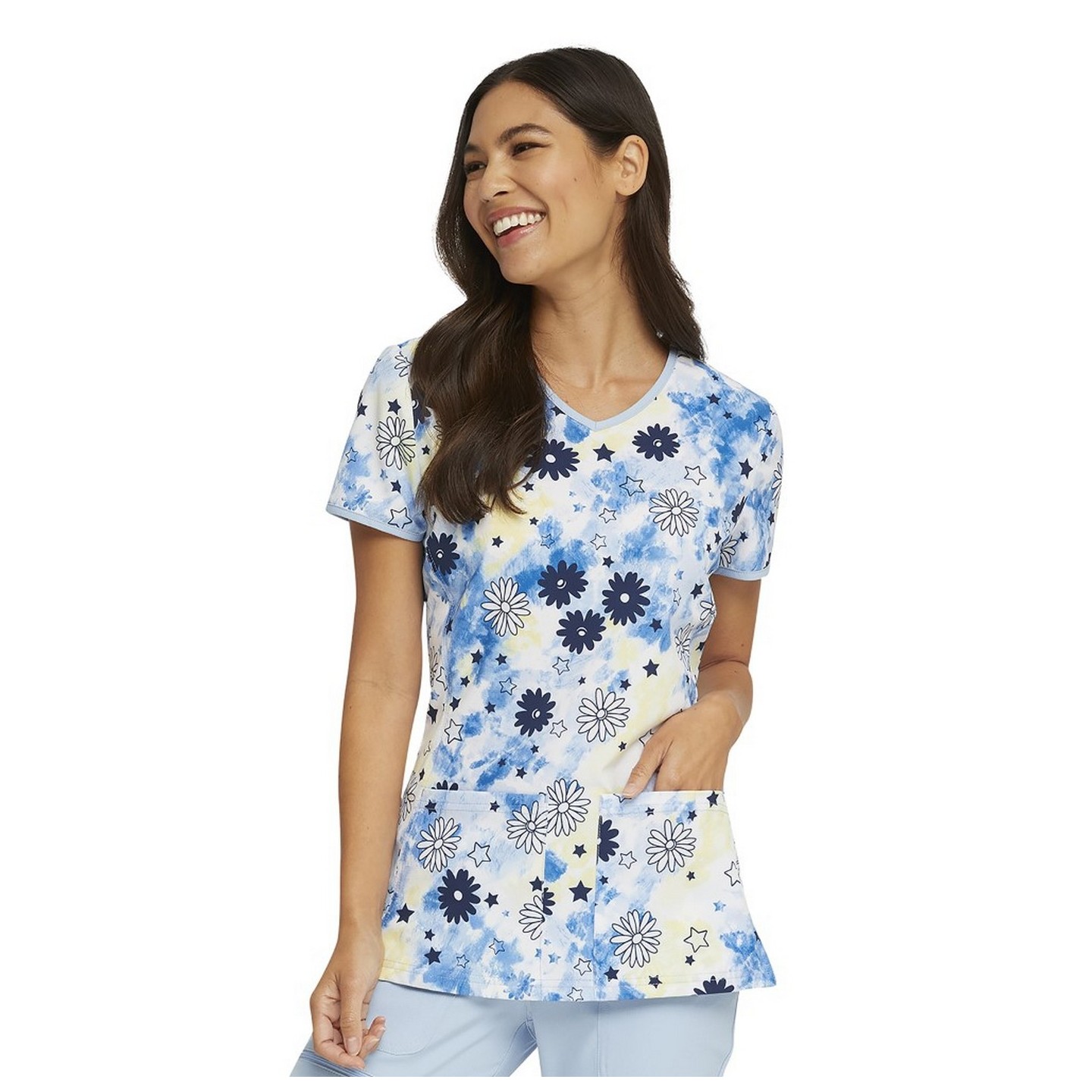 *FINAL SALE HS878 V-Neck Print Top in Daisy Spirit - HeartSoul Prints