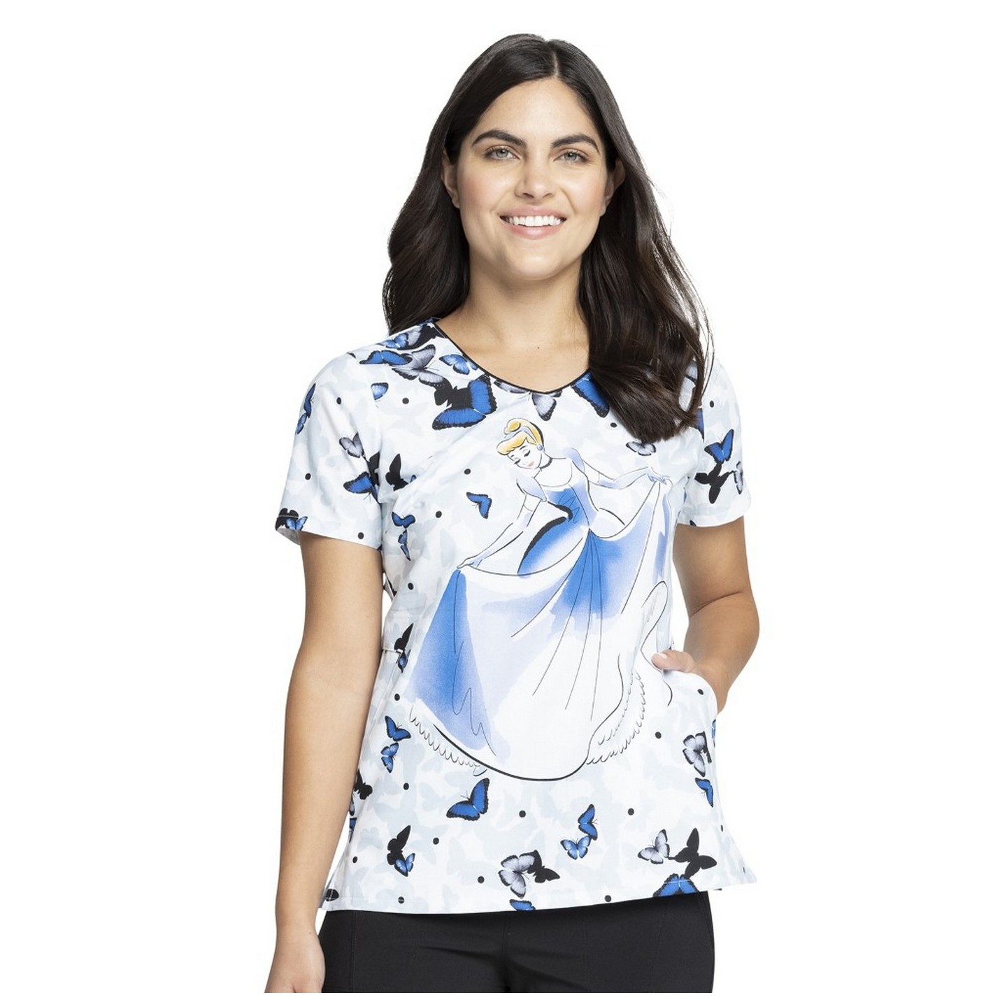 *FINAL SALE TF626 Cherokee V-Neck Print Top in All A Flutter