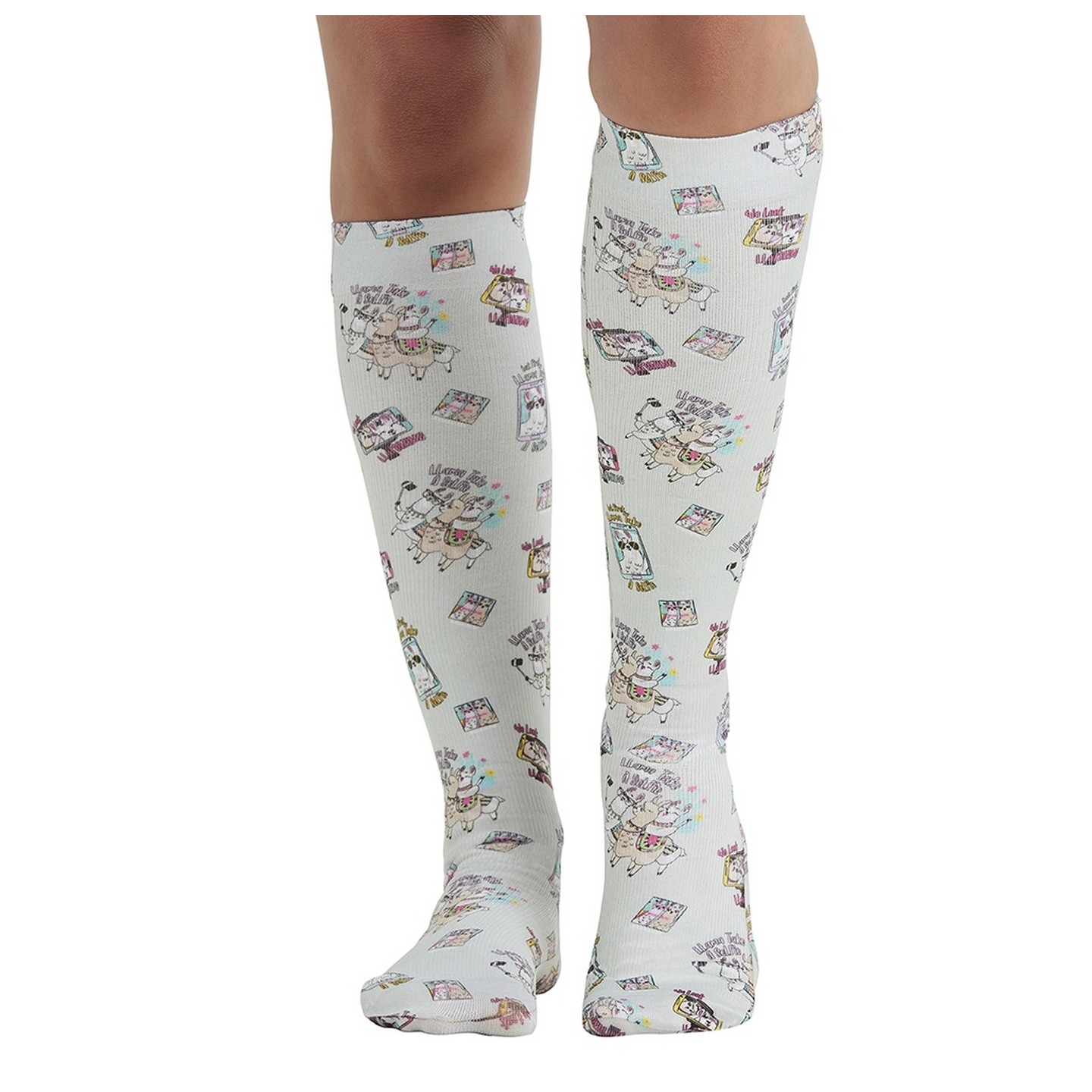 Comfort Support Llama Take A Selfie Chaussettes Haut Compression a Hauteur des Genoux de Cherokee