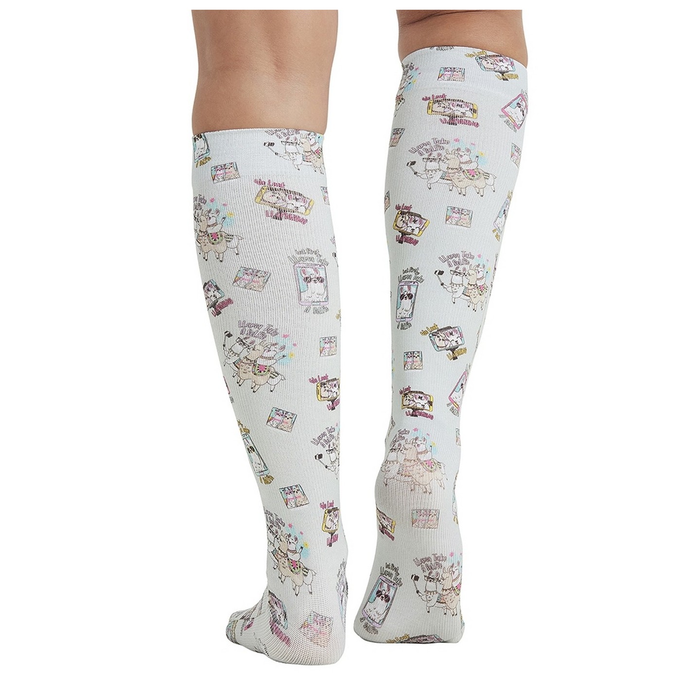 Comfort Support Llama Take A Selfie Chaussettes Haut Compression a Hauteur des Genoux de Cherokee