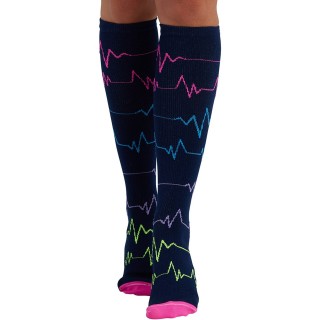 Print Support EKG ZigZag Chaussettes de Compression Moyen Gradué pour Femmes par Cherokee