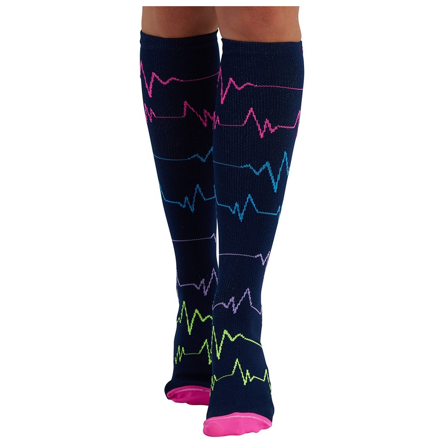 Print Support EKG ZigZag Chaussettes de Compression Moyen Gradué pour Femmes par Cherokee