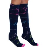 Print Support EKG ZigZag Women's Graduated Medium Support Compression Socks by Cherokee