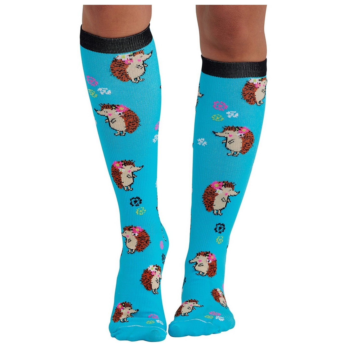 Print Support Hedgehugs Women's Graduated Medium Support Compression Socks by Cherokee