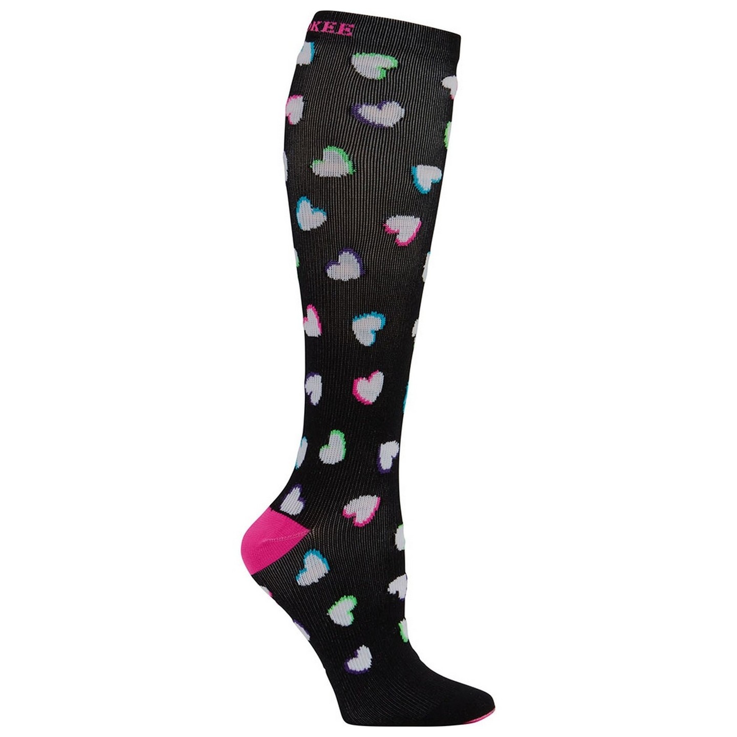 Print Support Neon Hearts Chaussettes de Compression Moyen Gradué pour Femmes par Cherokee