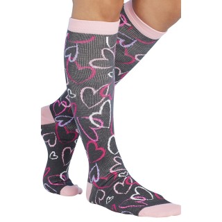 Print Support Sketch Hearts Women's Graduated Medium Support Compression Socks by Cherokee