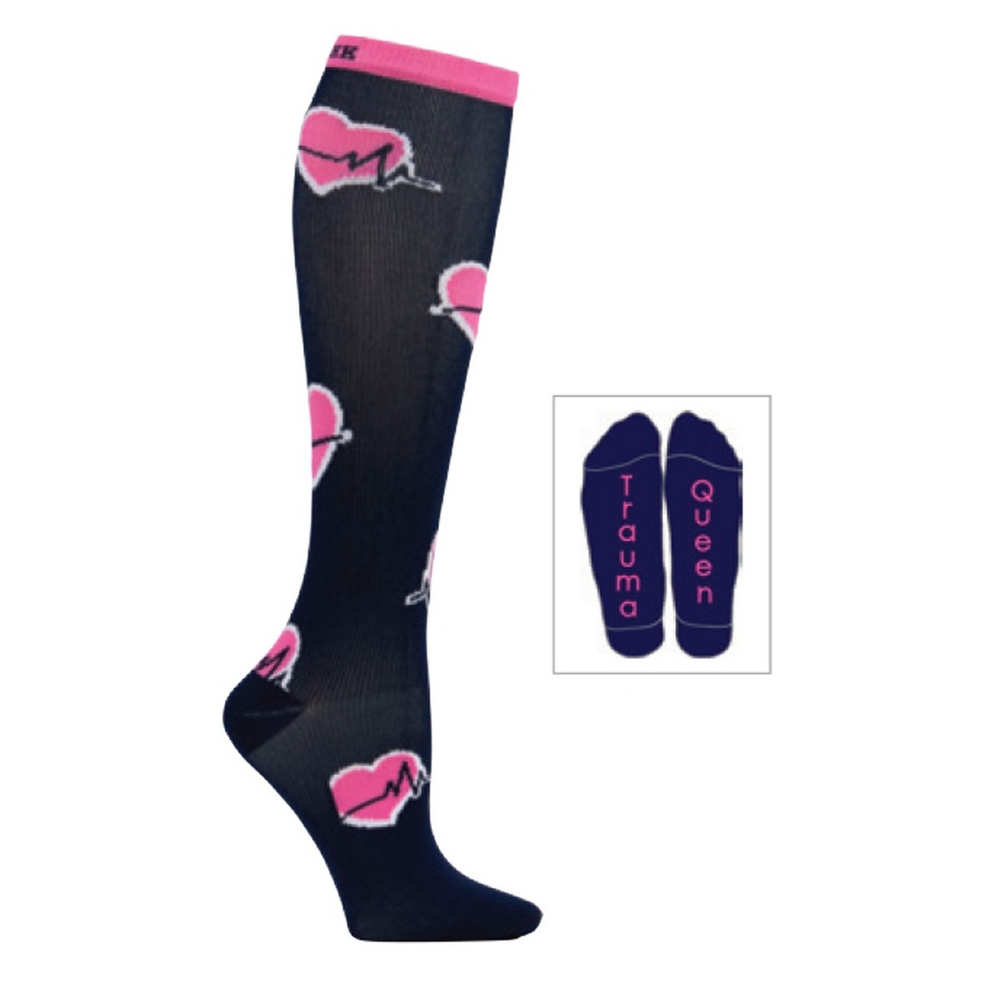 Print Support Trauma Queen Women's Graduated Medium Support Compression Socks by Cherokee