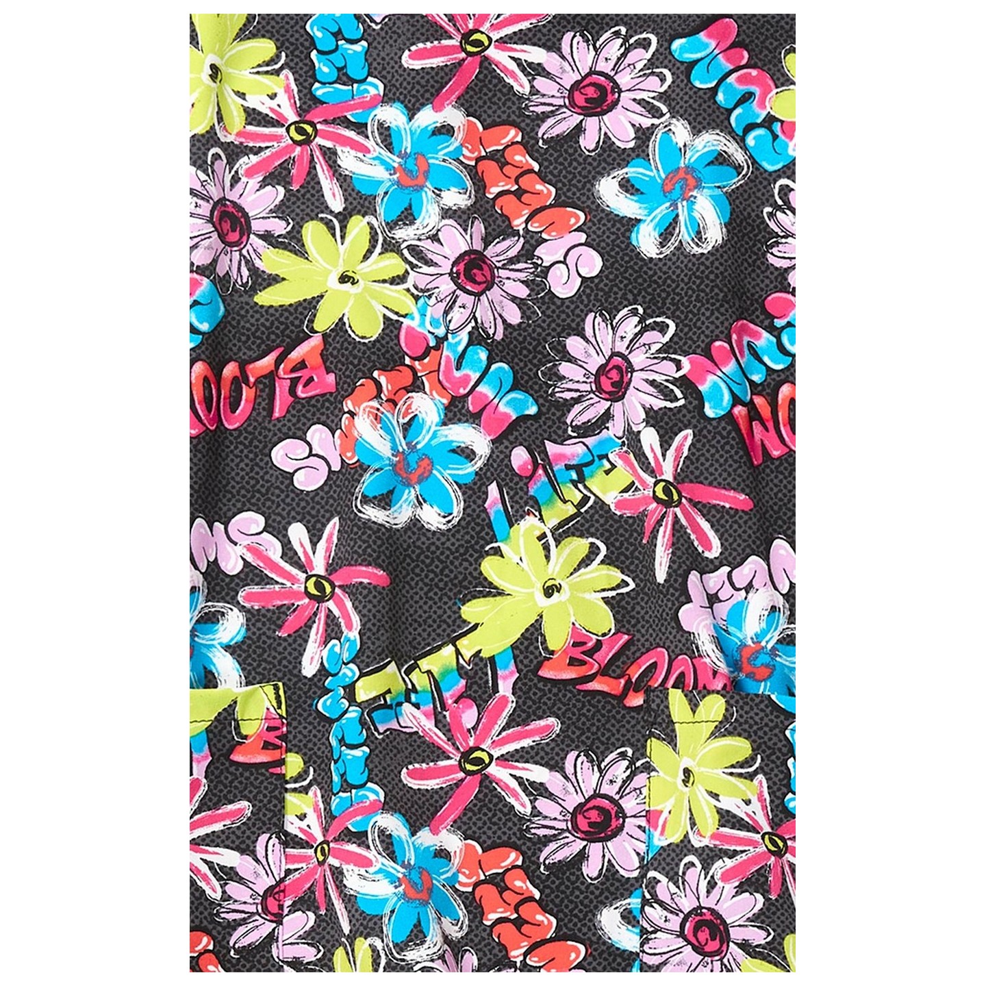 Z12213 Zoe + Chloe Curved V-neck Print Scrub Top - Bloom Boom