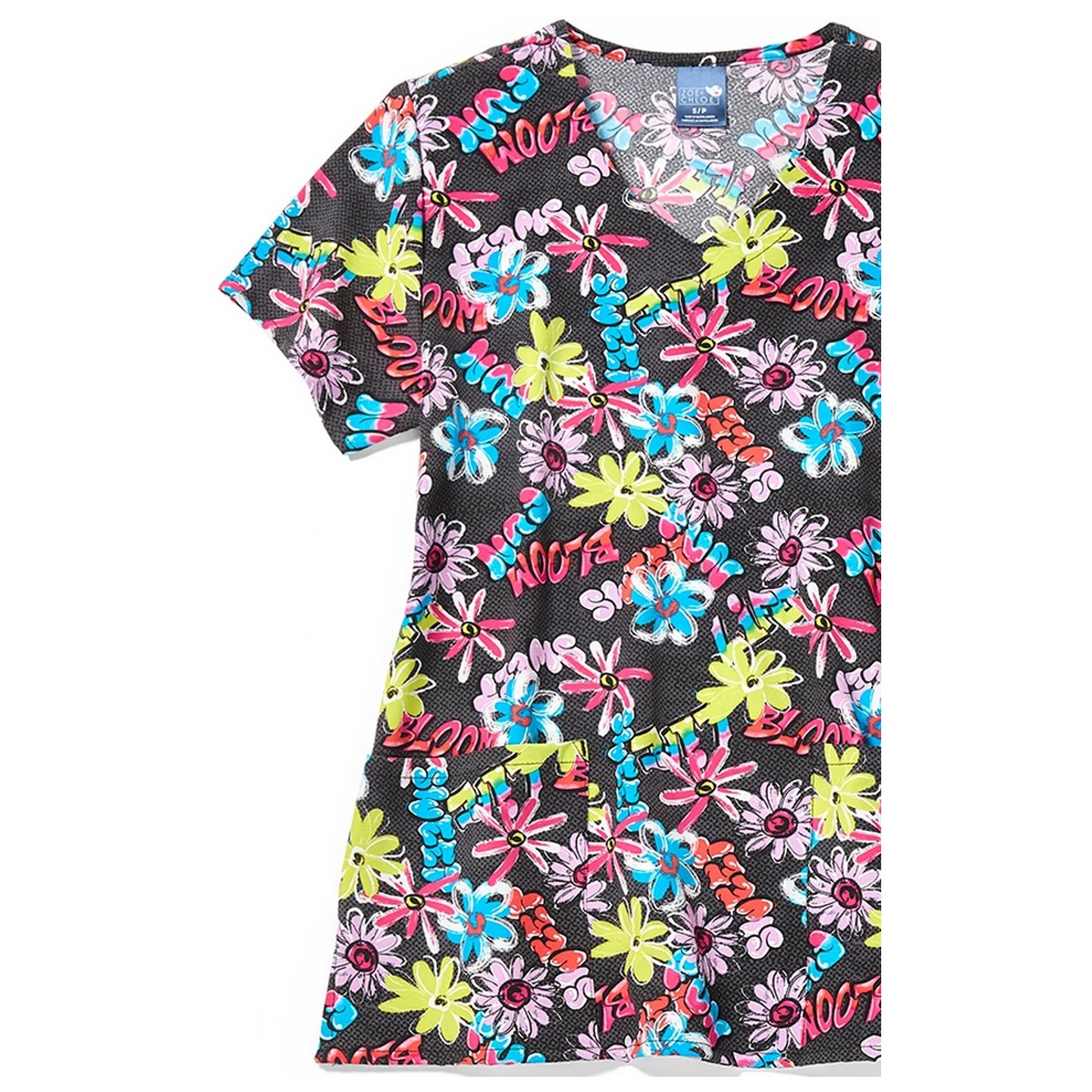 Z12213 Zoe + Chloe Haut Imprimés en Col en V Incurvé - Bloom Boom