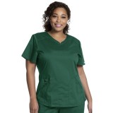 WW601 Workwear Revolution Curved V-Neck Top with Mesh Panels by Cherokee