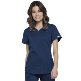 WW601 Workwear Revolution Curved V-Neck Top with Mesh Panels by Cherokee