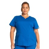 WW601 Workwear Revolution Curved V-Neck Top with Mesh Panels by Cherokee