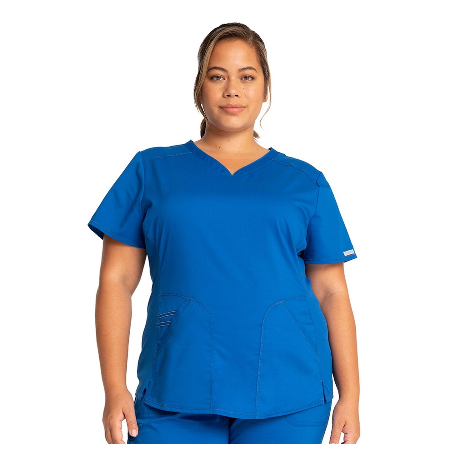 WW601 Workwear Revolution Curved V-Neck Top with Mesh Panels by Cherokee