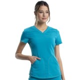 WW601 Workwear Revolution Curved V-Neck Top with Mesh Panels by Cherokee