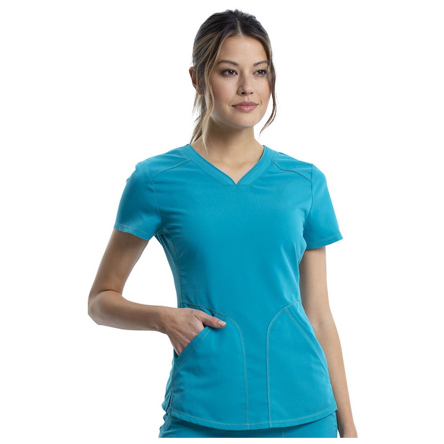 WW601 Workwear Revolution Haut à Col en V Incurvé avec Panneaux en Filet de Cherokee