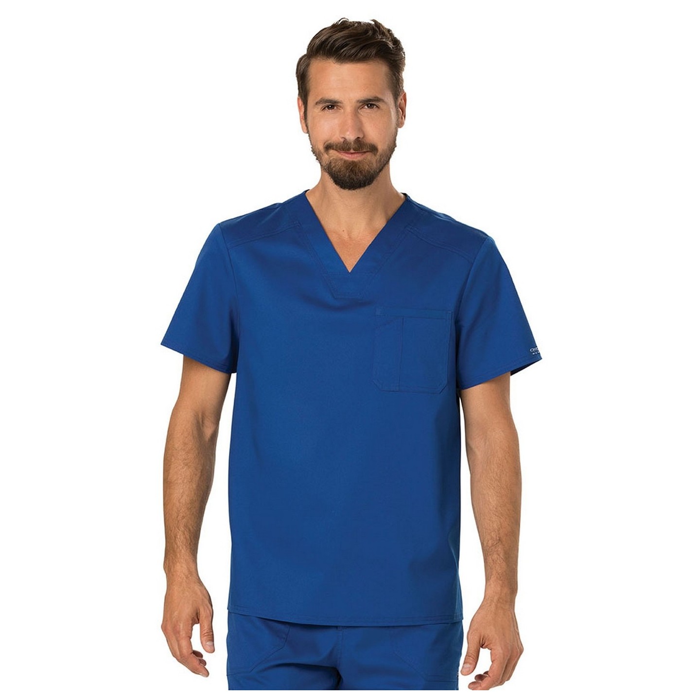 WW690 Workwear Revolution Men's Chest Pocket Tuckable V-Neck Top by Cherokee