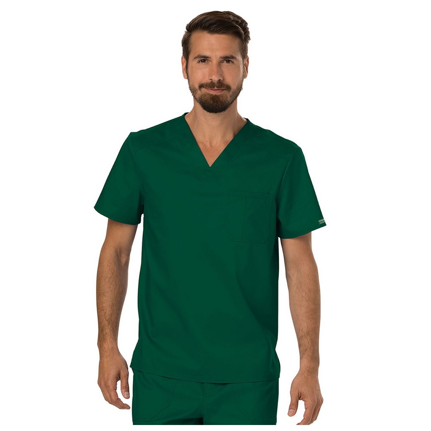 WW690 Workwear Revolution Men's Chest Pocket Tuckable V-Neck Top by Cherokee