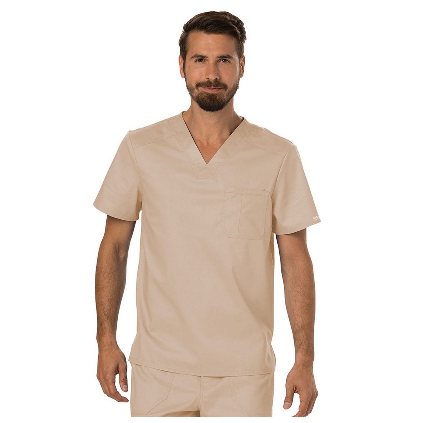 WW690 Workwear Revolution Men's Chest Pocket Tuckable V-Neck Top by Cherokee