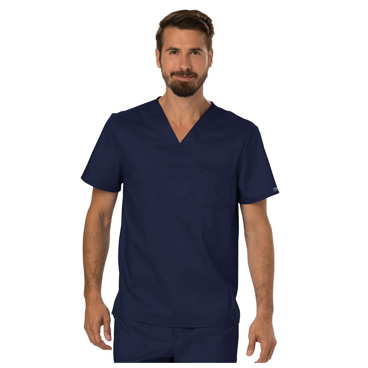 WW690 Workwear Revolution Men's Chest Pocket Tuckable V-Neck Top by Cherokee