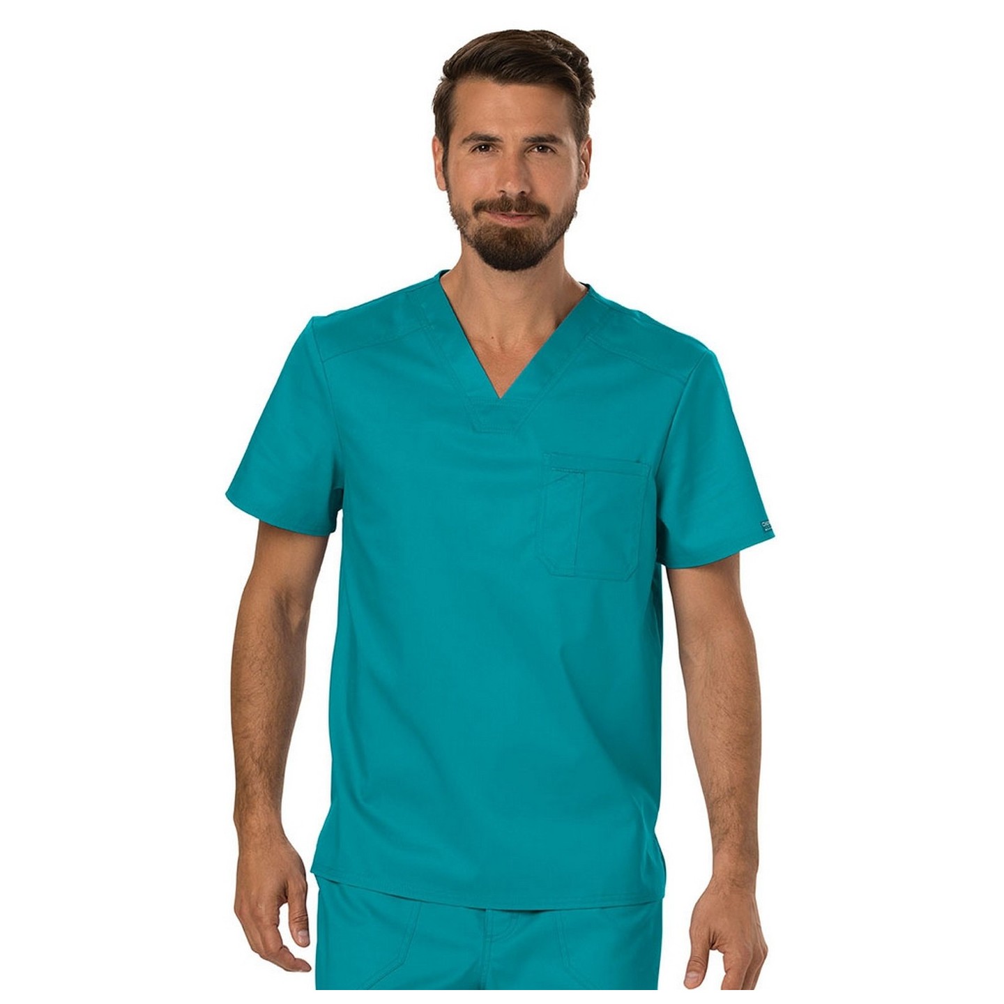 WW690 Workwear Revolution Men's Chest Pocket Tuckable V-Neck Top by Cherokee