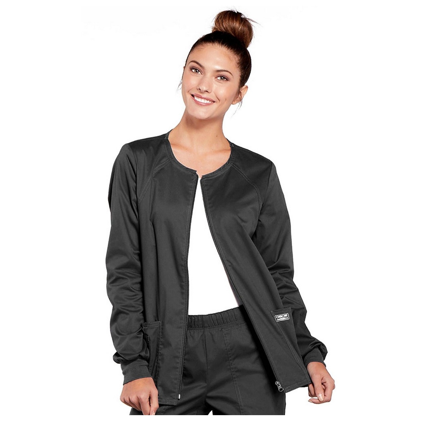 4315 Workwear Core Stretch Round Neck Zip Front Jacket by Cherokee