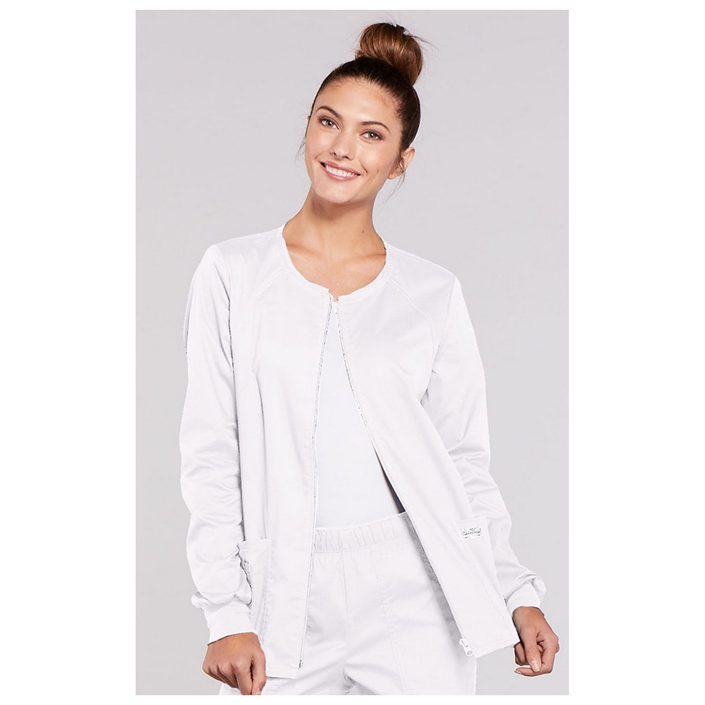 4315 Workwear Core Stretch Round Neck Zip Front Jacket by Cherokee