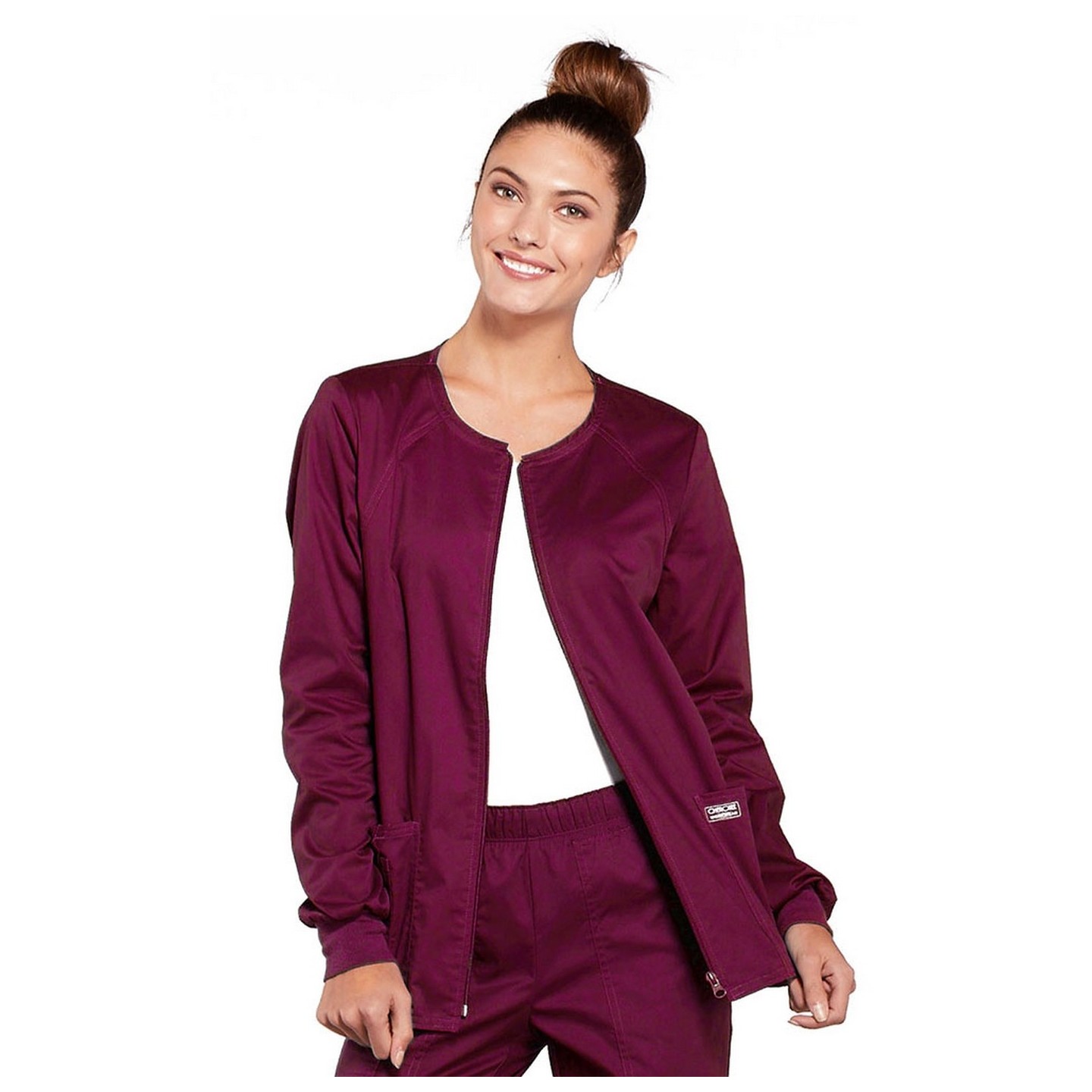 4315 Workwear Core Stretch Round Neck Zip Front Jacket by Cherokee