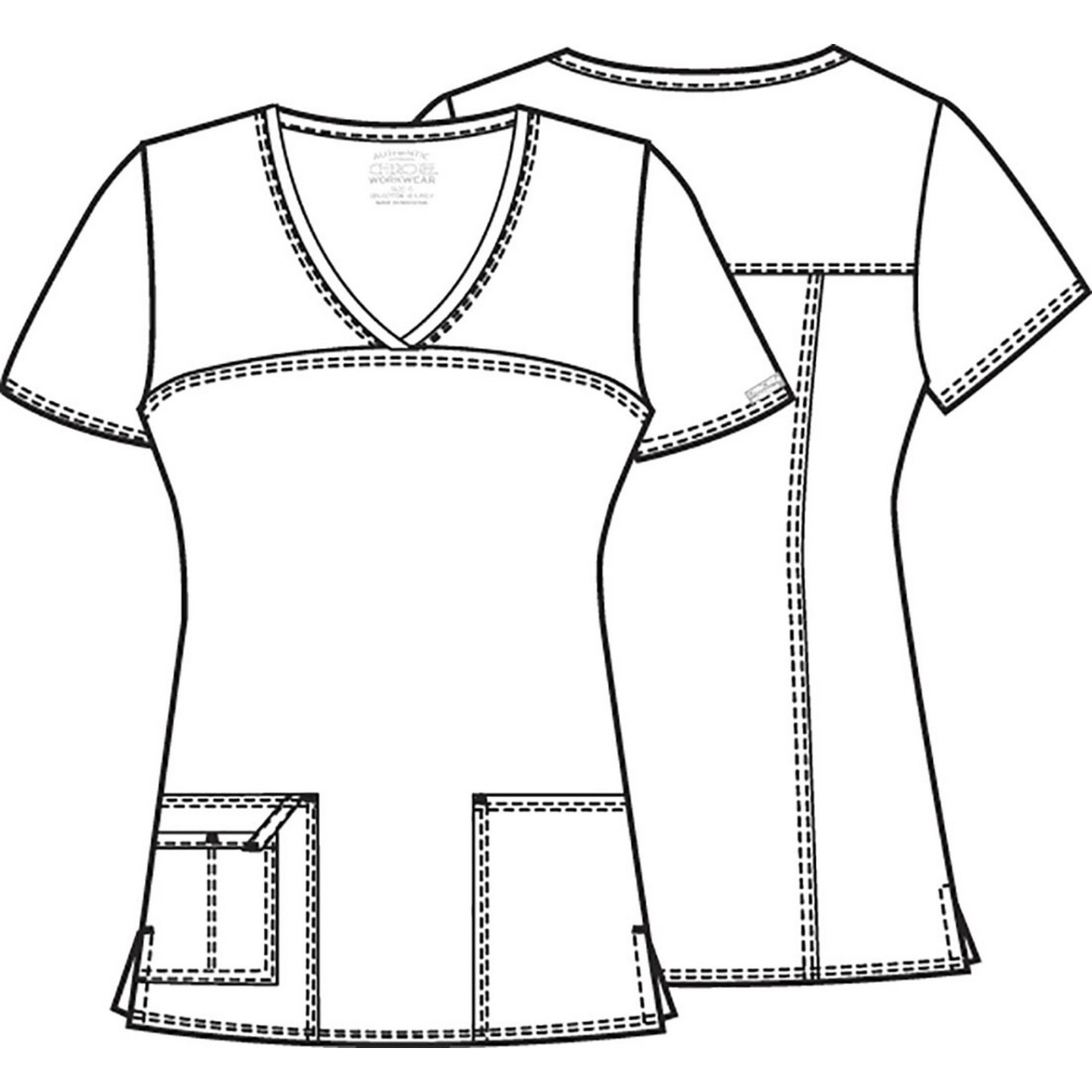 4727 Workwear Core Stretch Haut à Col en V avec Empiècement Arrière et 3 Poches par Cherokee