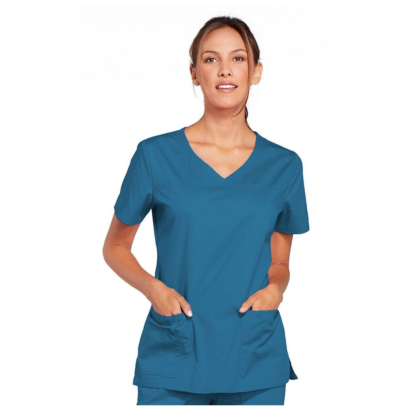 4727 Workwear Core Stretch 3 Pocket V-Neck Top with Back Yoke by Cherokee