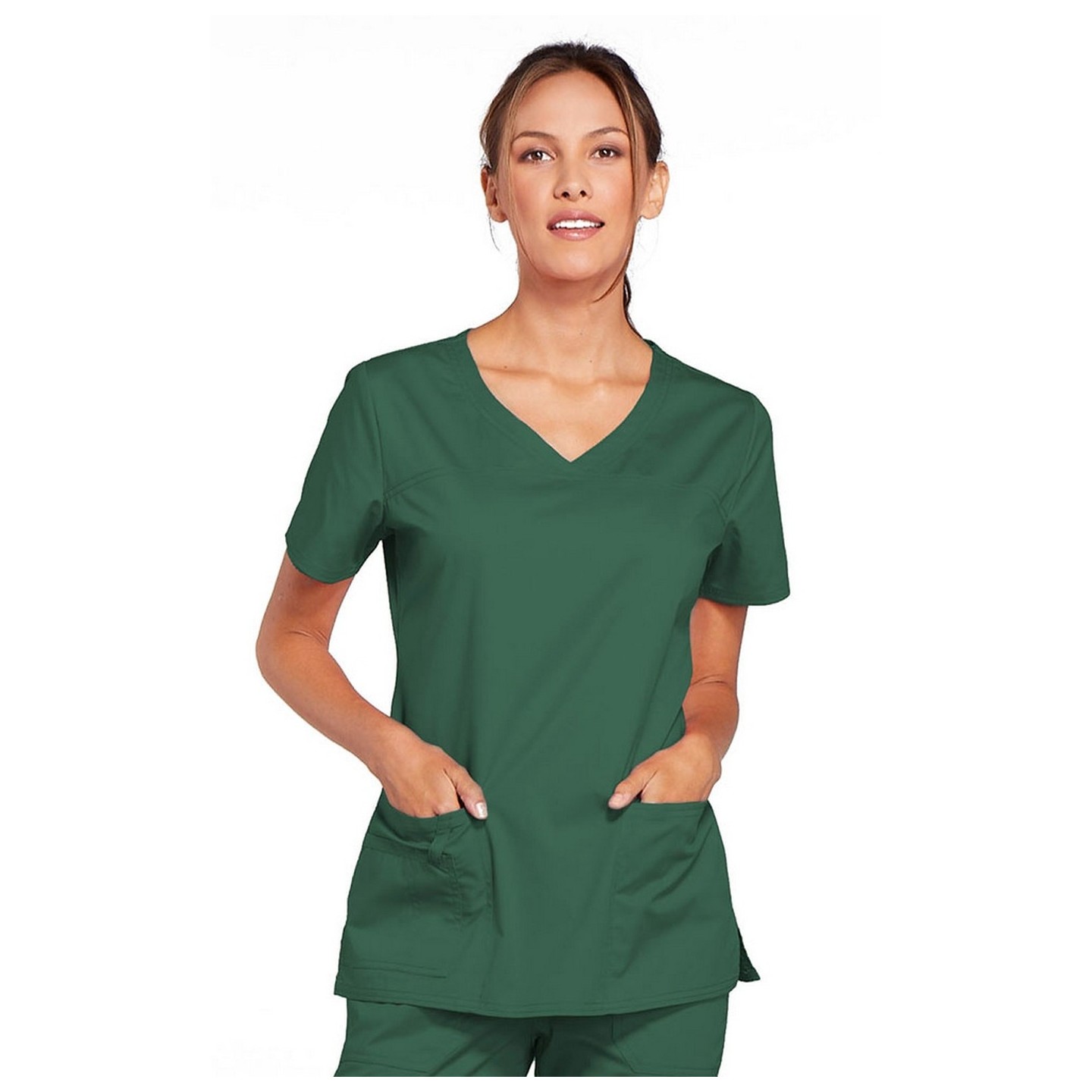 4727 Workwear Core Stretch 3 Pocket V-Neck Top with Back Yoke by Cherokee