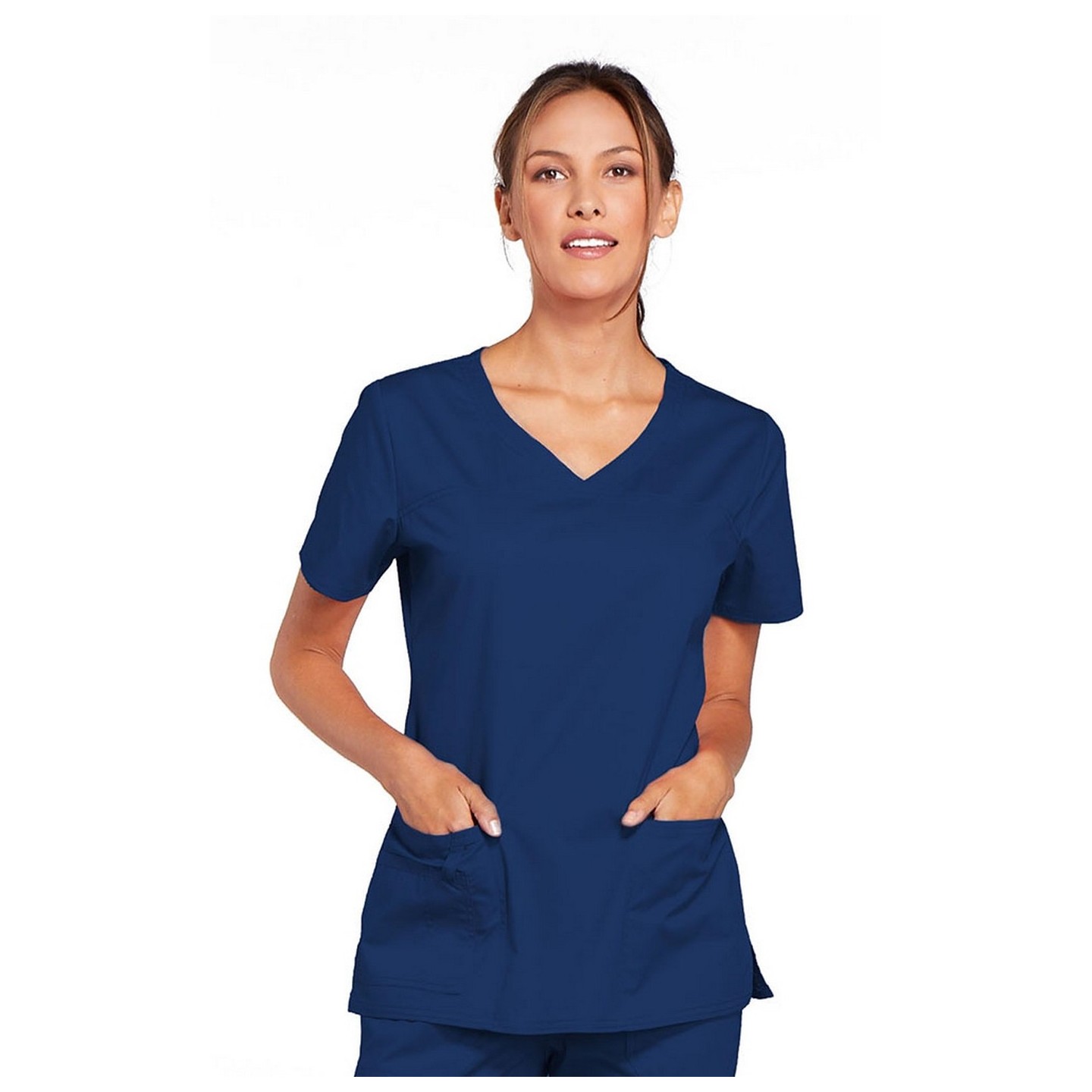 4727 Workwear Core Stretch Haut à Col en V avec Empiècement Arrière et 3 Poches par Cherokee