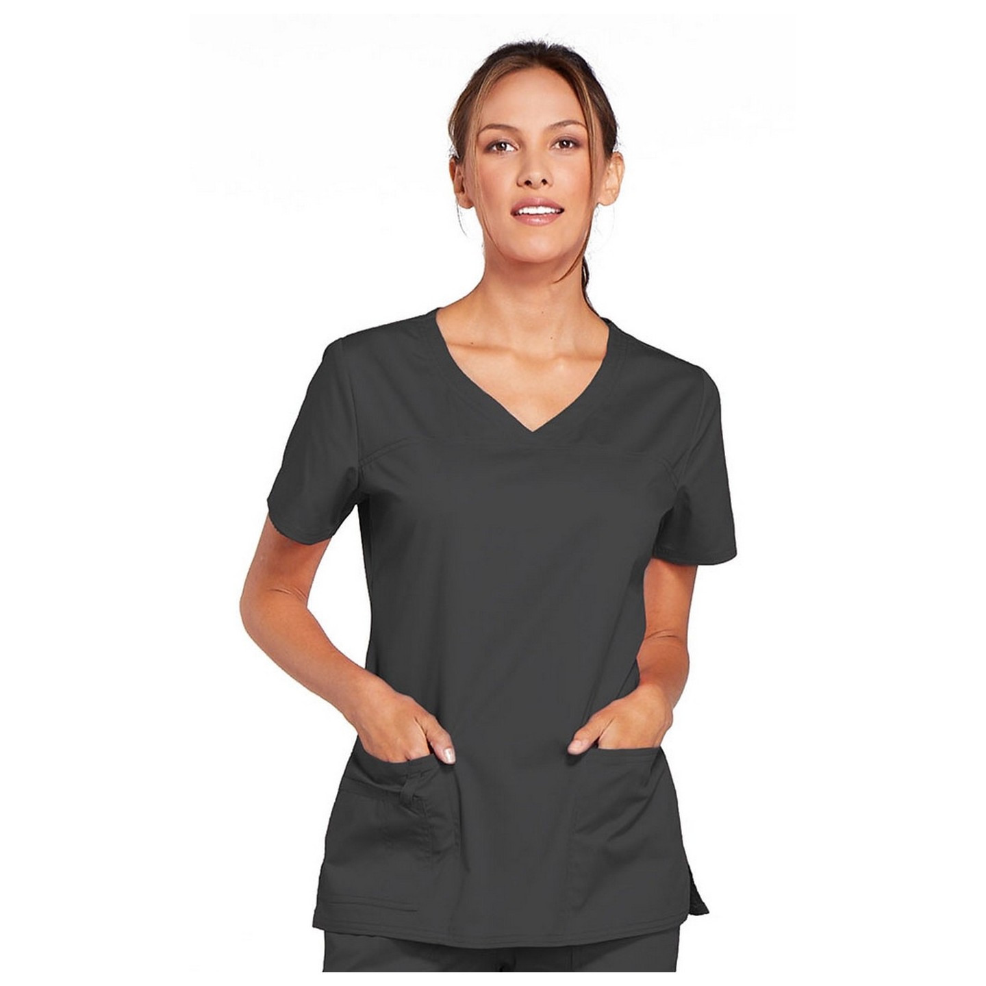 4727 Workwear Core Stretch 3 Pocket V-Neck Top with Back Yoke by Cherokee