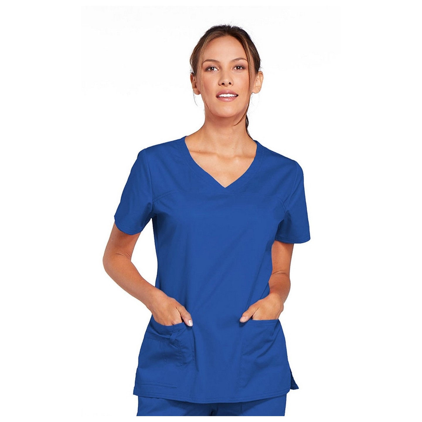 4727 Workwear Core Stretch Haut à Col en V avec Empiècement Arrière et 3 Poches par Cherokee