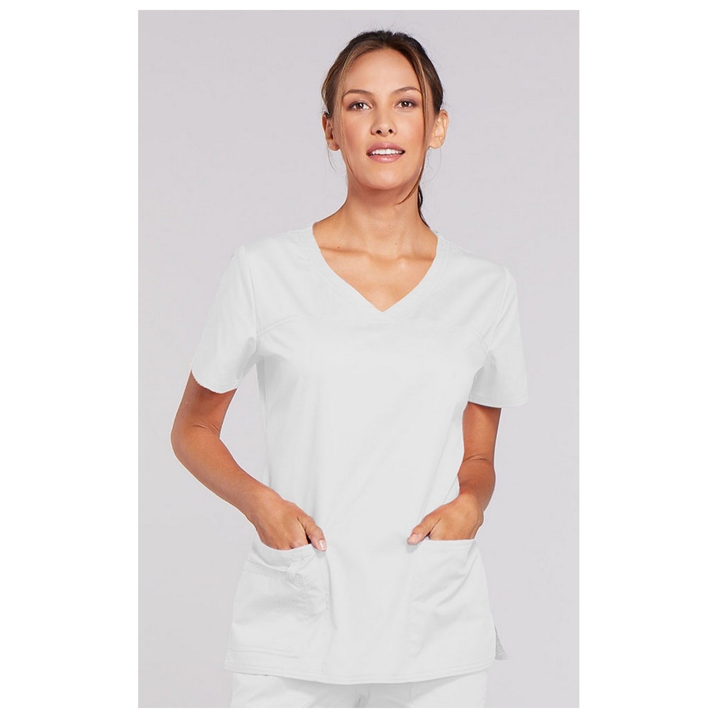 4727 Workwear Core Stretch Haut à Col en V avec Empiècement Arrière et 3 Poches par Cherokee