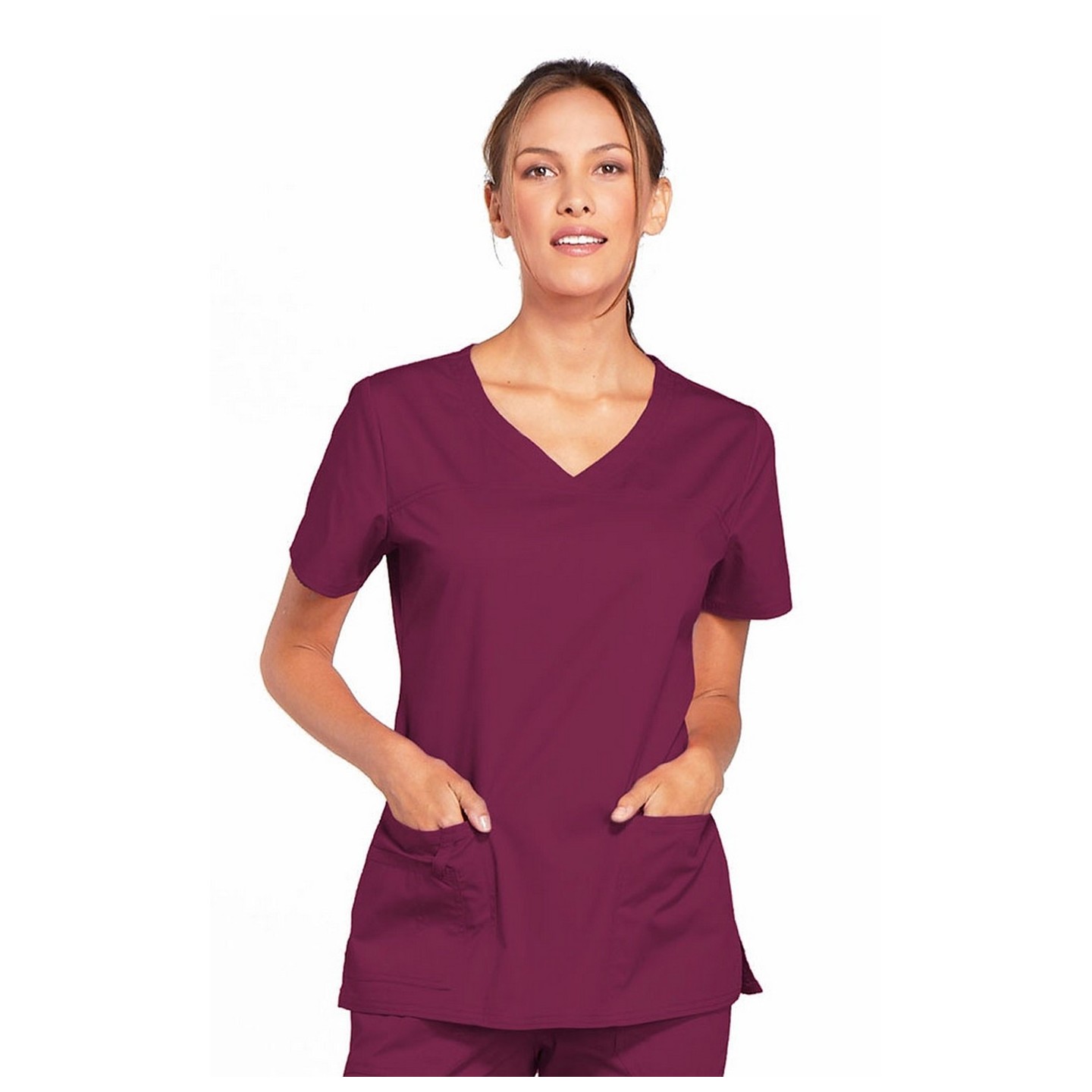 4727 Workwear Core Stretch 3 Pocket V-Neck Top with Back Yoke by Cherokee