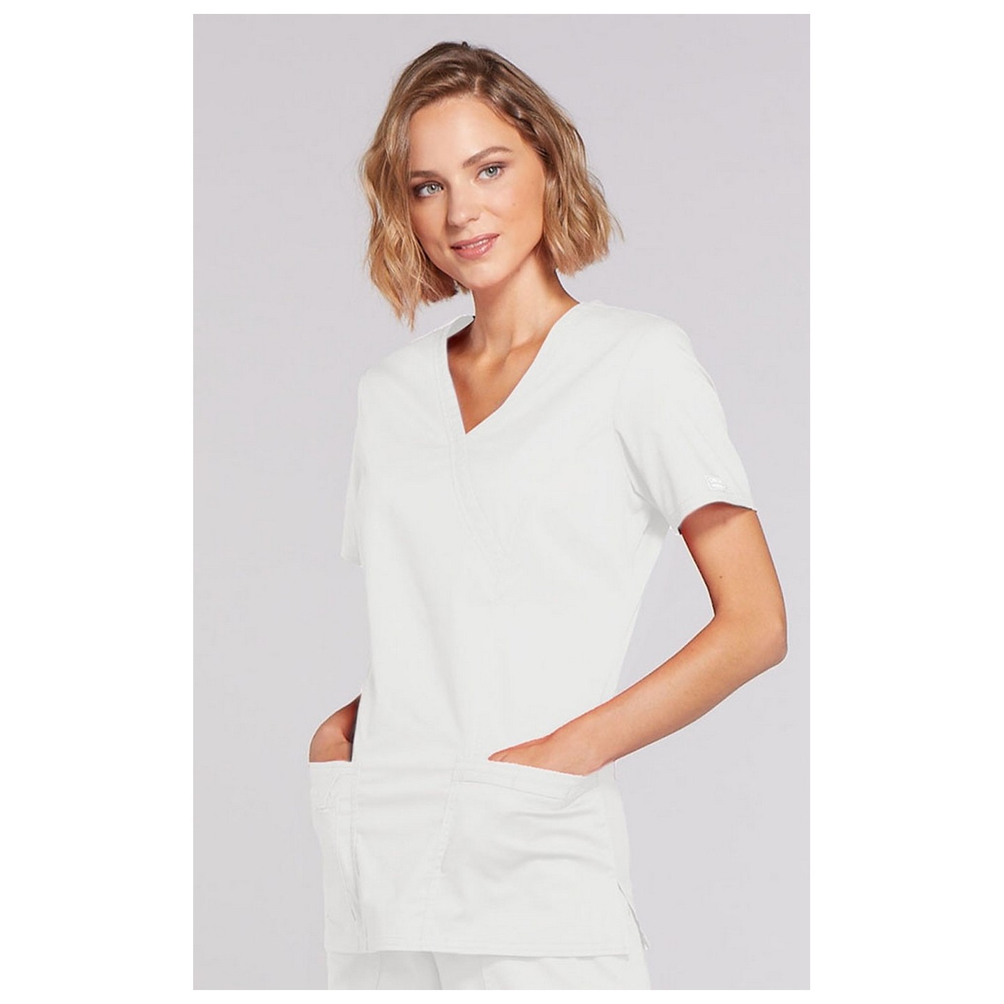 4728 Workwear Core Stretch Mock Wrap Top with 3 Pockets by Cherokee