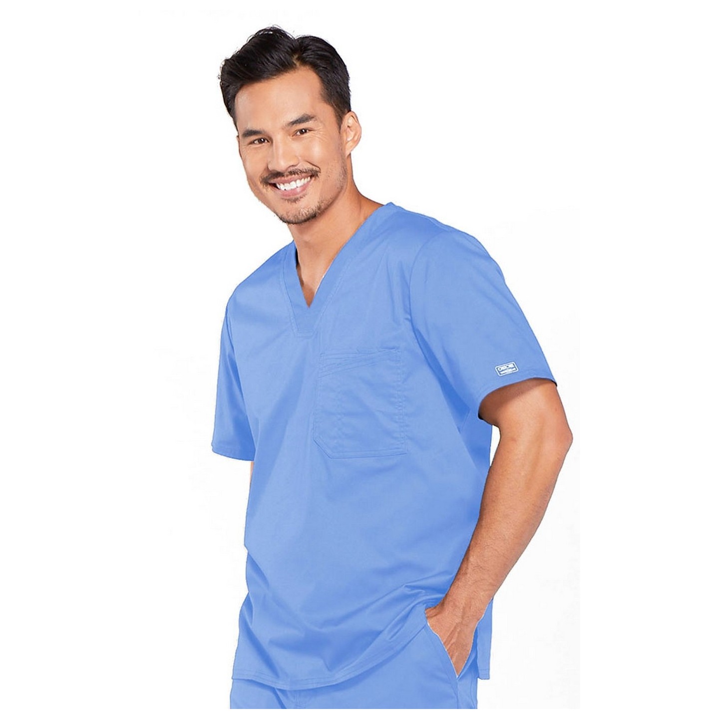 4743 Workwear Core Stretch Men's Chest Pocket V-Neck Top by Cherokee