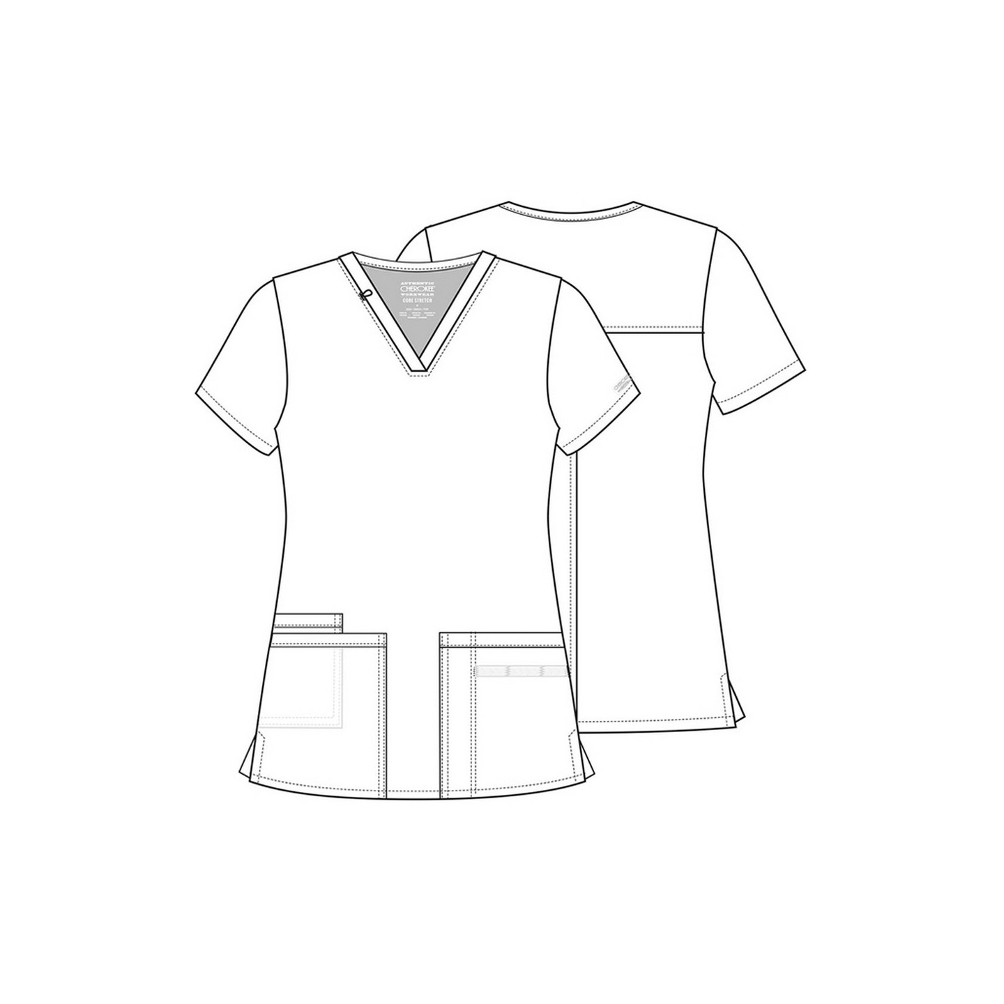 WW630 Workwear Core Stretch Haut avec 3 Poches à Col en V par Cherokee