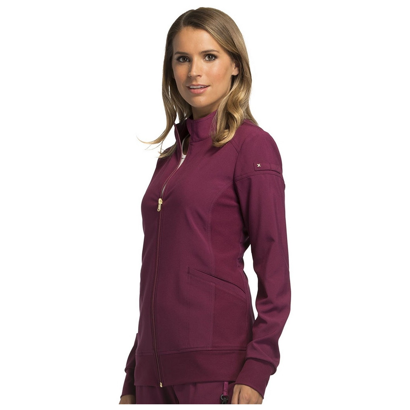 CK303 iFlex Zip Front Jacket with Knit Panels by Cherokee