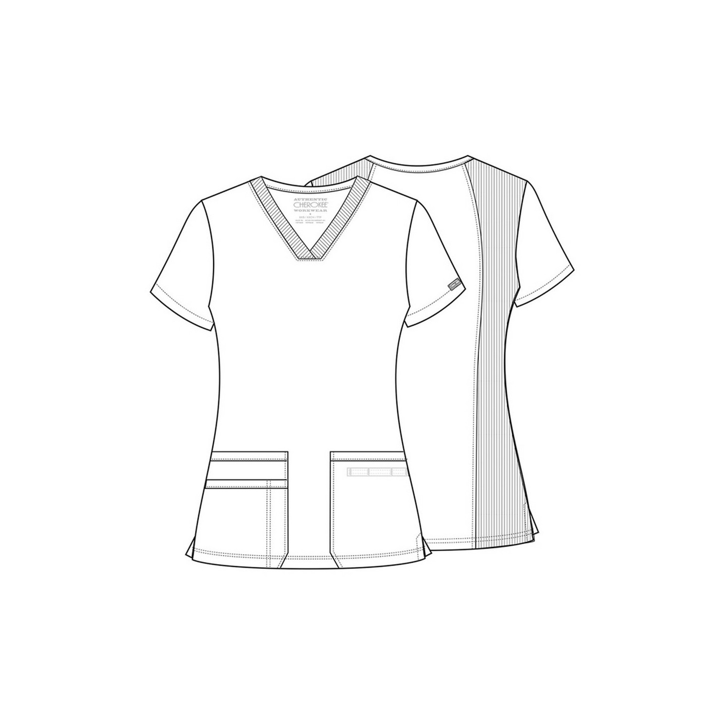 WW645 Workwear Originals V-Neck Top with Knit Panels by Cherokee