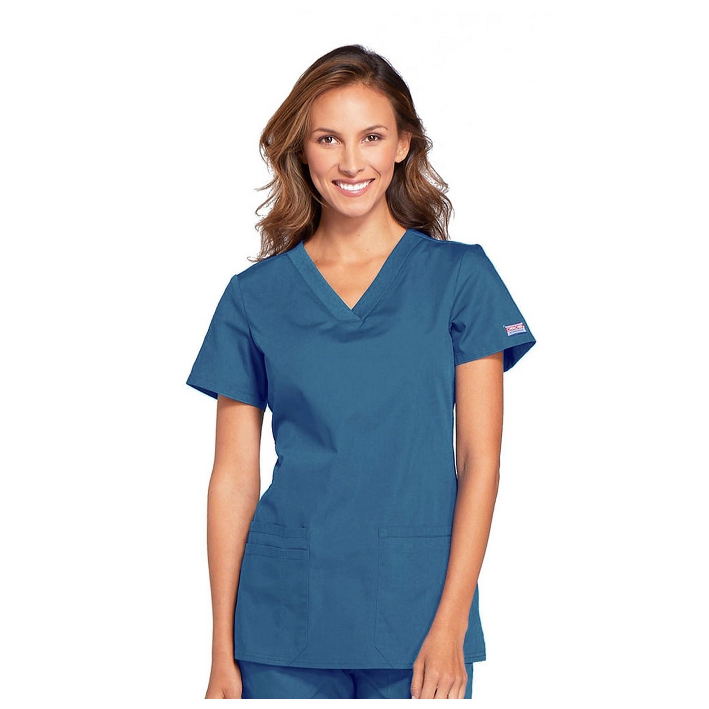 WW645 Workwear Originals V-Neck Top with Knit Panels by Cherokee