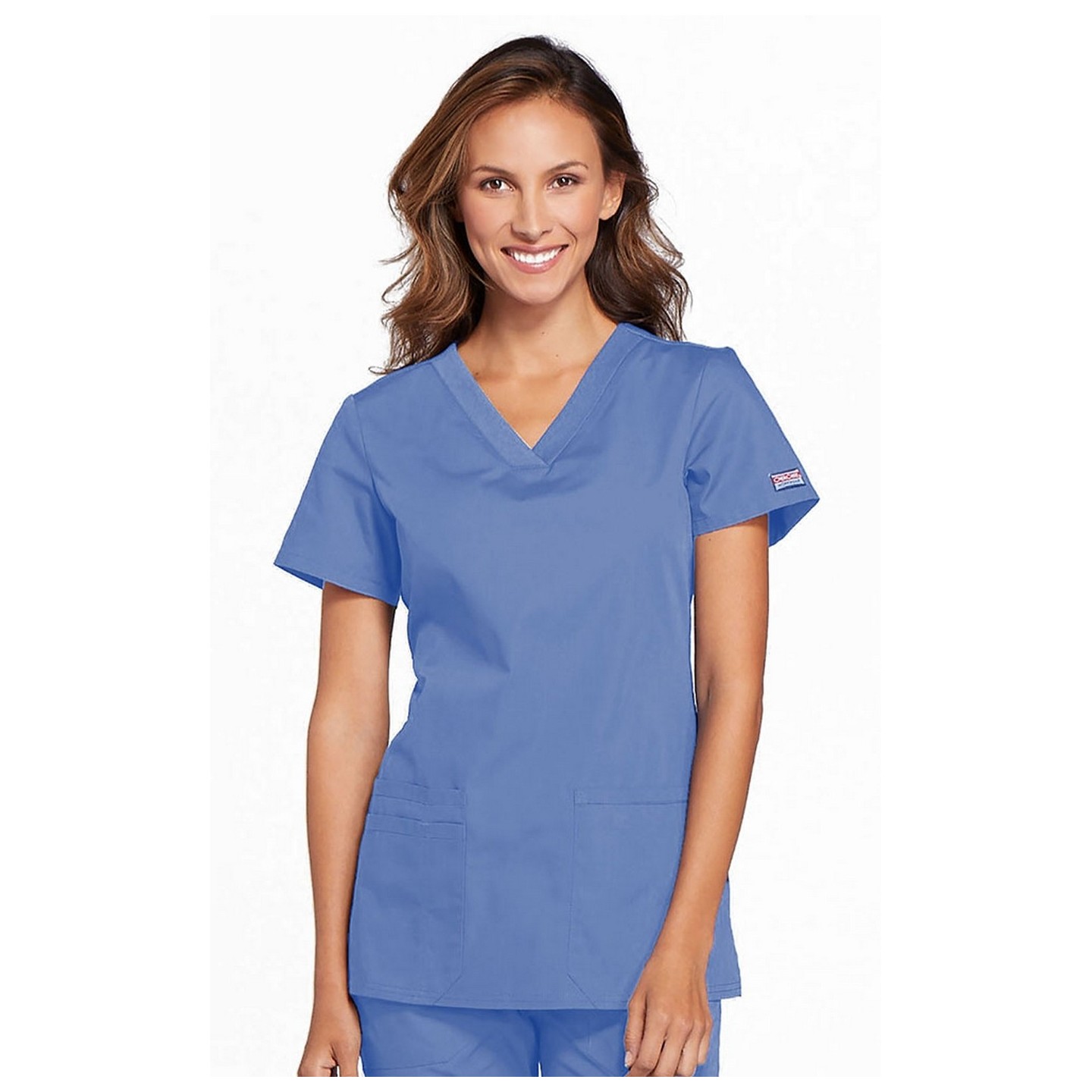 WW645 Workwear Originals V-Neck Top with Knit Panels by Cherokee